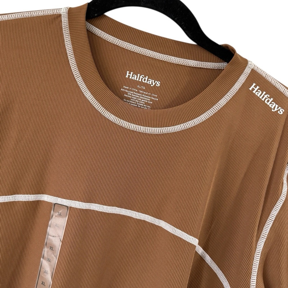Halfdays Mollie Performance T Shirt Womens XL Nuthatch Brown Hiking Gym New‎ - Picture 3 of 8